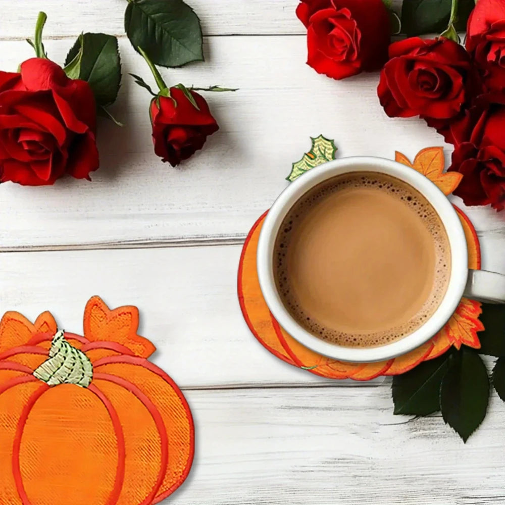 Festive Pumpkin Wooden Coaster