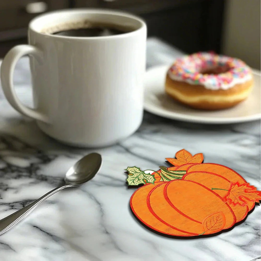 Festive Pumpkin Wooden Coaster