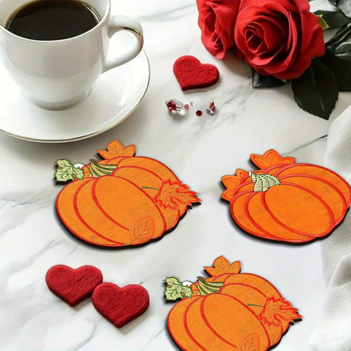 Elevate Your Home Decor with Our 6PCS Festive Pumpkin Wooden Coasters – Ideal for Halloween, Christmas, and New Year Celebrations!
